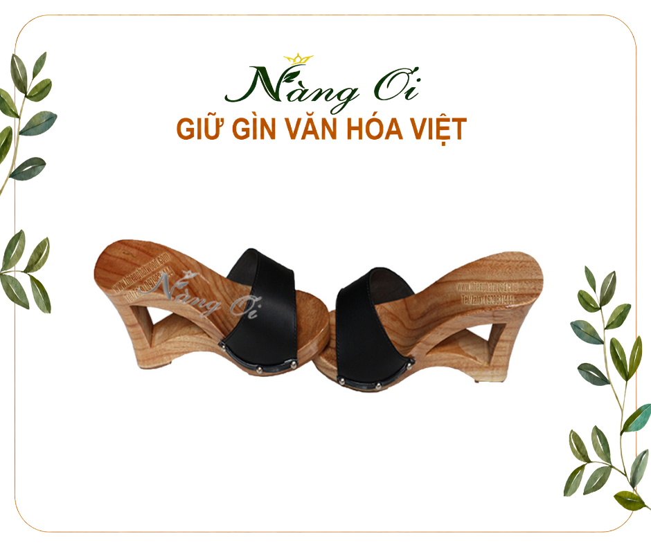 guốc gỗ nữ cao 9cm